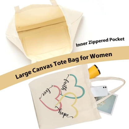 Christian Gifts for Women, Floral Faith Canvas Tote Bag, Faith Gifts for Women Mom Inspirational - color: Whimsical Christian 775