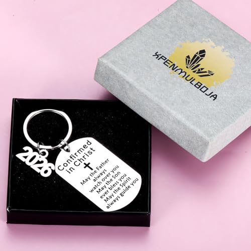 XPENMULBOJA Confirmation Gifts for Teen Girls Boys 2026 Christian Keychain for Kids Godson Goddaughter Catholic Confirmation Religious Bulk Gifts