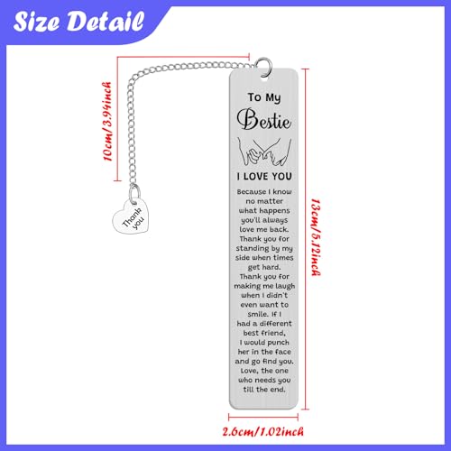 Bestie Gifts for Women Birthday Friendship Bookmark Best Friends Gift for Women Book Marks for Book Lovers Thank You Gift for Friends Bookmarks for Reading Gifts for Close Female Friends - color: Bestie Bookmark