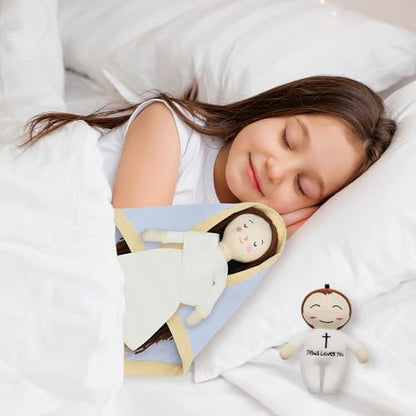 free-space Jesus Plush Doll Virgin Mary Doll Religious Toys Guardian Angel Stuffed Baptism Plush Toy Gifts for Kids for Christening Religious Christmas (Virgin Mary with Baby Jesus) - color: Virgin Mary (With Baby Jesus)