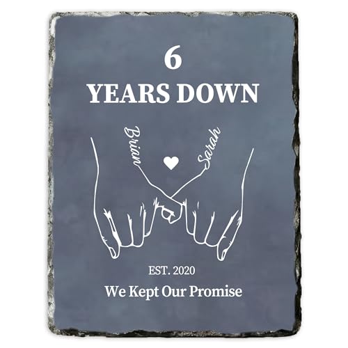 6th Iron Anniversary Keepsake for Him or Her - Traditional Stone Alternative Plaque - Personalized Slate Keepsake for Husband Wife Presents (S-232) - color: S-232