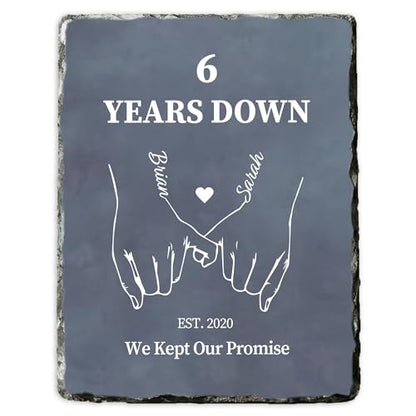 6th Iron Anniversary Keepsake for Him or Her - Traditional Stone Alternative Plaque - Personalized Slate Keepsake for Husband Wife Presents (S-232) - color: S-232