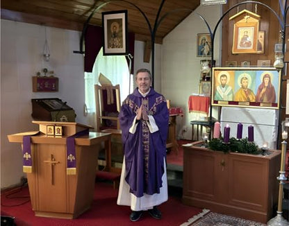 FAD-4U Church Catholic Priest Chasubles Vestments for Church Mass Vestments Robe with Stole - color: Purple&gold
