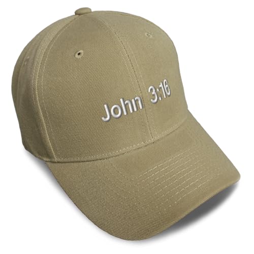 Baseball Caps for Men & Women Embroidered John 3:16 Jesus Christ Christian God Ladies & Men Baseball Hats - color: Khaki Design Only