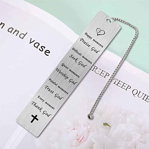 Jzxwan Religious Gifts for Women Men, Religious Bible Verse Inspirational Healing Spiritual Gifts Bookmark for Pastor, Happy Moments Praise God - color: Thank God