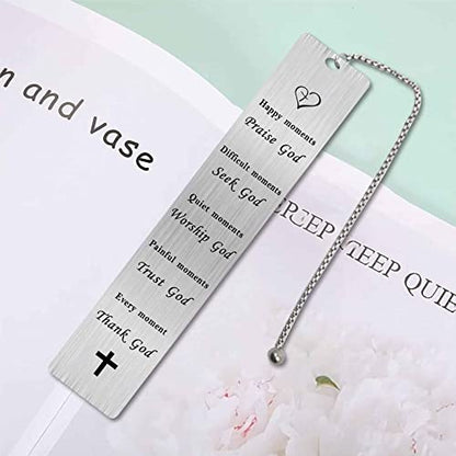 Jzxwan Religious Gifts for Women Men, Religious Bible Verse Inspirational Healing Spiritual Gifts Bookmark for Pastor, Happy Moments Praise God - color: Thank God