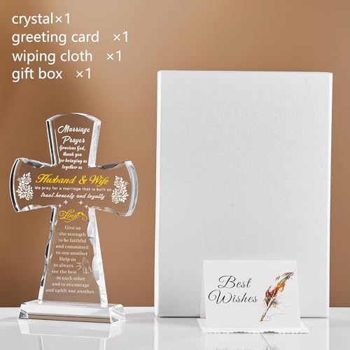 Ghtixsu Marriage Prayer Cross Wedding Gifts for Couples, Religious Cross Engagement Gifts for Bride and Groom, Bridal Shower Gift for Women Men - color: Marriage Prayer Cross Wedding Gifts