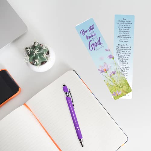 Logos Trading Post Be Still and Know Bible Verse Pen with Bookmark - color: Purple