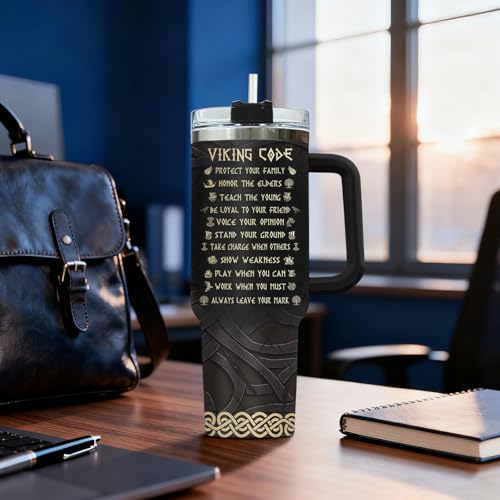 34HD Valhalla Viking 40 oz Tumbler with Handle, Hunter Life Gift - color: Viking Code