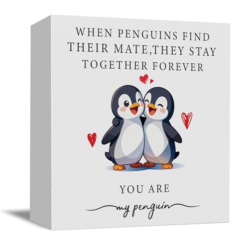 Penguin Love Wooden Box Sign, 5 x 5 Inch - style: Penguin