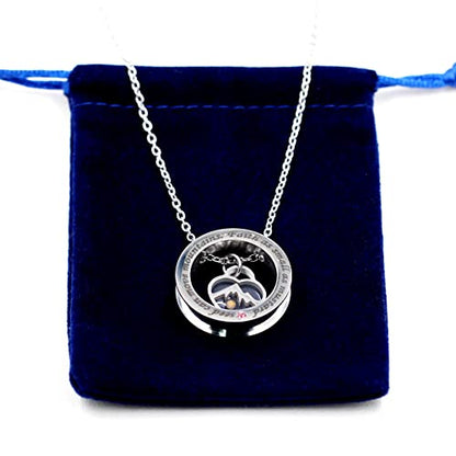 Uloveido Christian Circle Round Ring Necklace Engraved Faith As Small As A Mustard Seed Can Move Mountains Y958 - style: Pink CZ-heart mountain