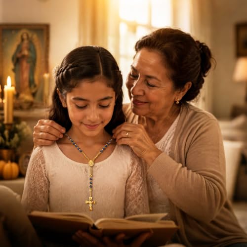 Catholic Rosary,Our Lady Of Guadalupe Centerpiece and Crucifix - color: Gold Tone