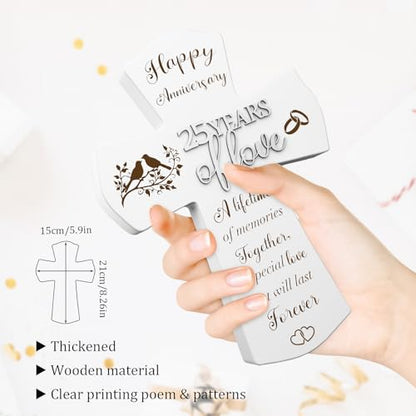 25th Anniversary Wedding Gifts for Wife Husband, Religious Cross Gifts for Women Men,25 Year Romantic Anniversary Marriage Gift for Her,Him,Couple,Parents,Friends,Wedding Anniversary Decorations - style: 25 years of marriage