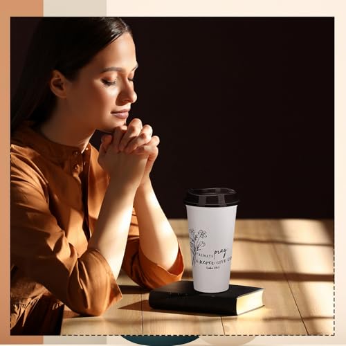 12 Pcs Fathers Day Cups Bulk Christian Gifts Plastic Reusable Coffee Cups with Lid 16 oz Inspirational Bible Verse Tumbler Religious Gift for Men Dad Church Sunday School(Black and White) - color: Black/White