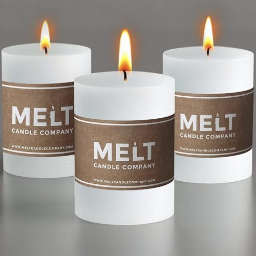 Melt Candle White Pillar Candles, Unscented, 3 Pack, 3 x 4 Inch - color: White, size: 3"x4" Pillar (3 pack)
