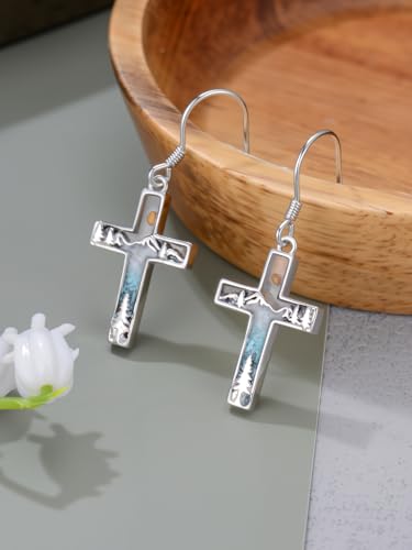 Dorunmo 925 Sterling Silver Mustard Seeds Dangle Earrings for Women Mountains Earrings Hypoallergenic Christmas Jewelry Gifts for Women - style: Mustard Seeds-Cross
