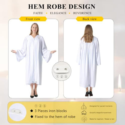 IvyRobes Baptism Robes with Weighted Hem Adults Water Baptismal Gown with Embroidered Dove for Church Officiant White - size: 51"(5'6"-5'8")