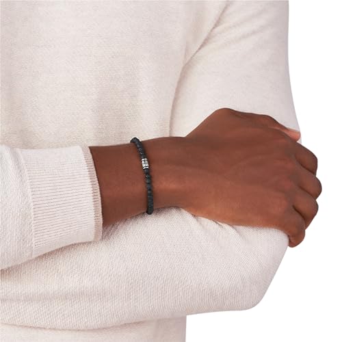 Fossil Men's Beaded Bracelet - color: Black Lava