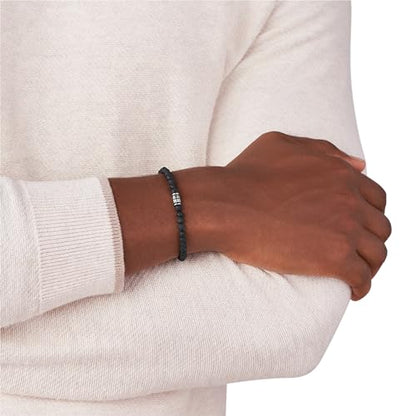 Fossil Men's Beaded Bracelet - color: Black Lava
