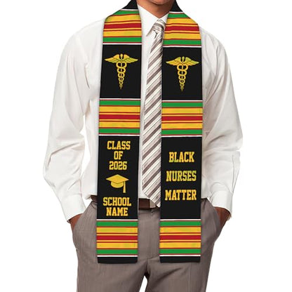 MDPrints Global Kente Graduation Sash 2026, Black Girl Magic Graduation Sash 2026, Class of 2026 Graduation Gift - color: Kente Dk05