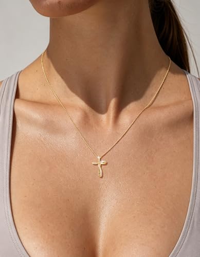 KRKC&CO Moissanite Cross Necklace for Women: D Color VVS1 0,09-0,3ct - color: Gold E