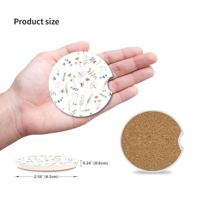 Cute Small Flower Ceramic Cup Holders - Pack of 2, Keep Cup Holders Clean and Dry, Drink Cup Car Holder Coasters with A Finger Notch - color: Cute Small Flower