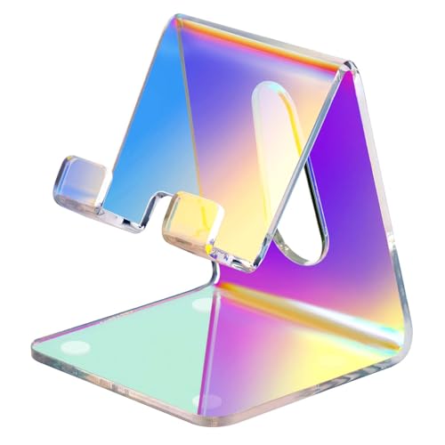 Tomorotec Iridescent Acrylic Phone Stand, Portable Phone Holder for Desk - color: Iridescent, size: Basic Style
