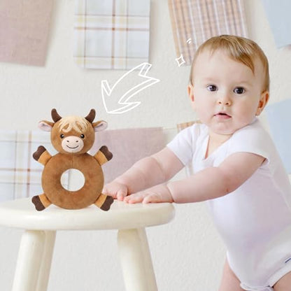Karenhi Highland Cow Tan Stuffed Animal Little Stuffed Animal Praying - color: Highland Cow