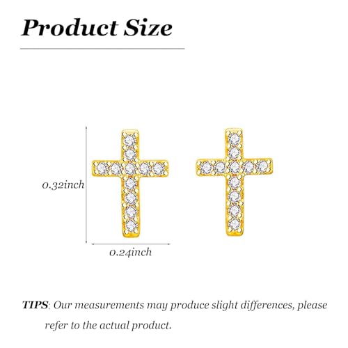 Small Gold Cross Earrings for Women Rhinestone Cross Stud Earrings Trendy Jewelry Gift - color: B: rhinestone gold cross earrings