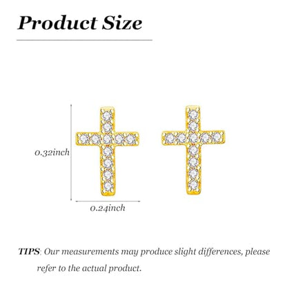 Small Gold Cross Earrings for Women Rhinestone Cross Stud Earrings Trendy Jewelry Gift - color: B: rhinestone gold cross earrings