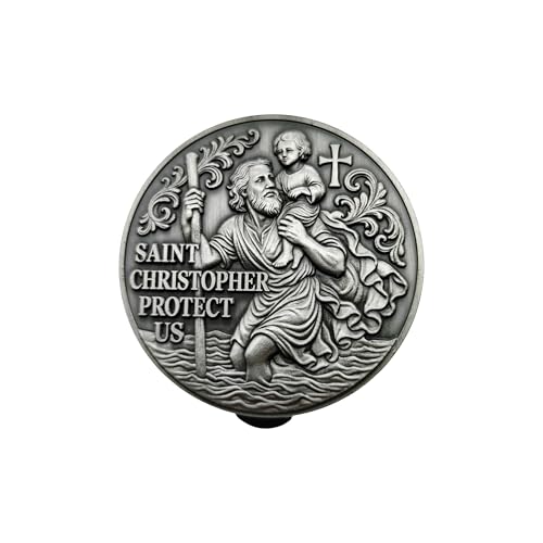 Guardian Angel Car Visor Clip, Religious Saint Christopher Car Visor Clip – “Saint Christopher Protect Us” Travel Medal, Christian Car Accessory & Safety Gift for Drivers, Truckers, and Loved One