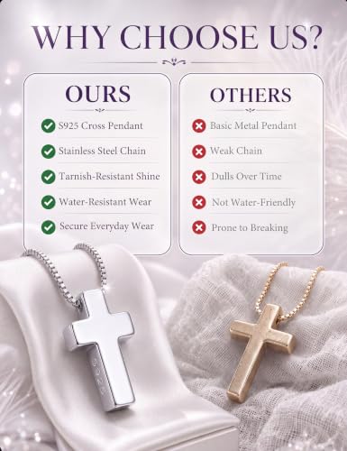 Subiceto Cross Necklace for Women,Small Sterling Silver Cross Pendant - color: Silver-Standard Cross