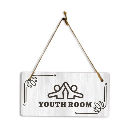 Youth Room 5x10 Hanging Plus Wall or Door Sign | Religious Rustic Wood Sign