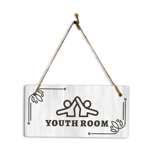 Youth Room 5x10 Hanging Plus Wall or Door Sign | Religious Rustic Wood Sign