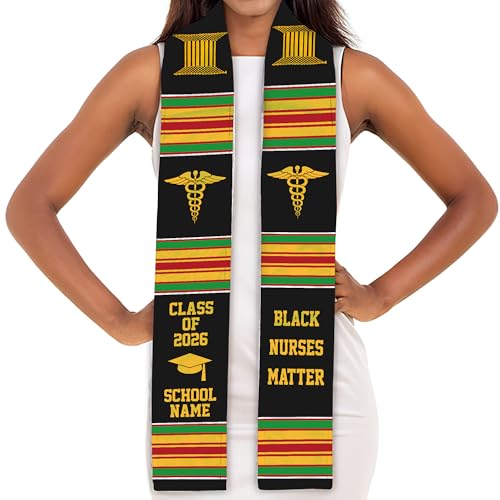 MDPrints Global Kente Graduation Sash 2026, Black Girl Magic Graduation Sash 2026, Class of 2026 Graduation Gift - color: Kente Dk05