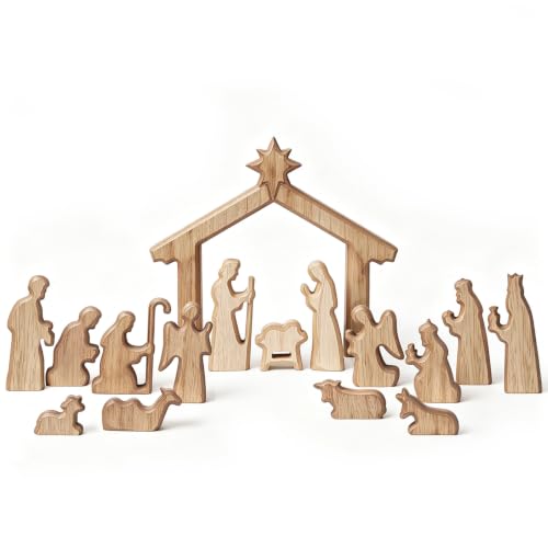 Glintoper Christmas Nativity Sets, 16pcs Wooden Nativity Scene Figurines - size: 16 PCS