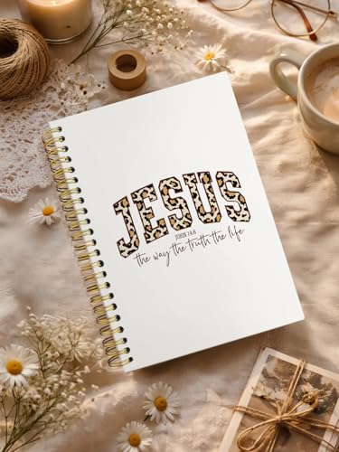 Christian Bible Journal Notebook for Women,Trendy Faith Gifts for Women Teen Girls,Church Journal for Notes Taking,Coquette Leopard Hardcover Spiral Notebook 5.5x8.3 Inch - color: JOHN 14:6
