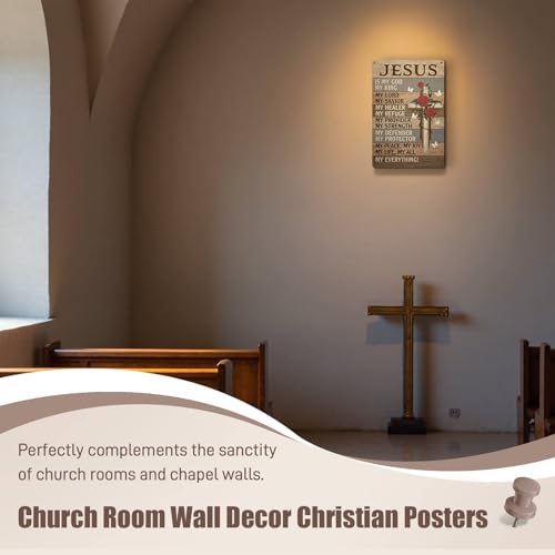 Jesus Is King Sign Christian Wall Art for Prayer Room 12x8 Inch - color: Brown Red