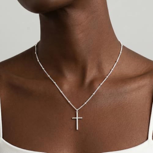 925 Sterling Silver Cross Necklace for Women, Dainty Silver Cross Necklace