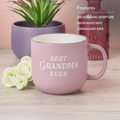 Christian Art Gifts Large Ceramic Microwave/Dishwasher Safe Coffee & Mug - color: Pink/Grandma, size: 14 Ounces