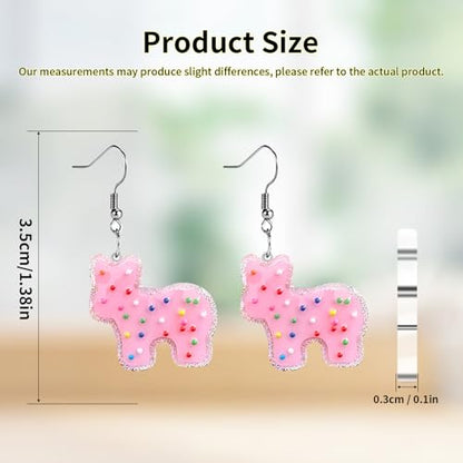 Christian Statement Earrings for Women, Acrylic Dangle Earrings, Lightweight Comfortable, Non Tarnish Hooks, Faith Jewelry, Religious Gift for Women - color: Pink Cute Cow