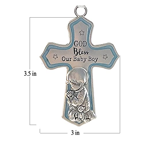 elskandi Crib Cross God Bless This Baby Boy Wall Art for Nursery