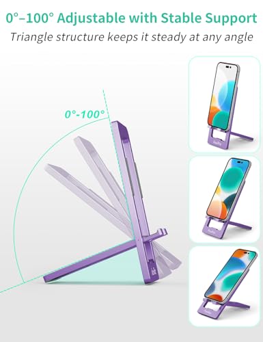 Aoviho Foldable Cell Phone Stand for Desk, Portable Phone Holder,Purple - color: Purple