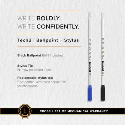 Cross Tech2 Satin Black Ballpoint Pen, Medium Point, Black Ink - color: Satin Black