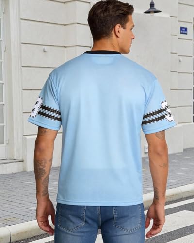 CHAIRAY Jesus Jersey Christian Football Jersey 33 Y2k Baggy Shirts Oversized V Neck Tee Tops for Women Men - color: 01 Blue, size: Large