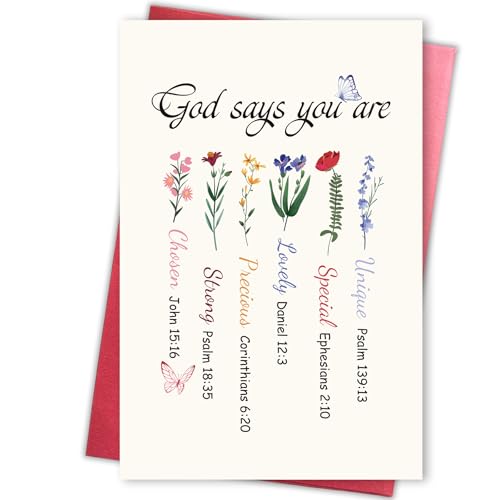 Christian Encouragement Card for Women Her, Inspirational Bible Verse Card with Floral, Christian Gift for Birthday, Graduation, Faith Milestones & Church Fellowship Occasions - color: Encouragement