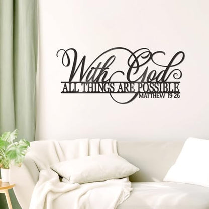 KOYILTD With God All Things Are Possible Signs Wall Decor Bible Wall Art