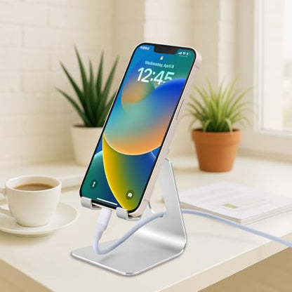 Adjustable Aluminum Alloy Cell Phone Stand,Desktop Phone Dock Holder,Silver - color: Silver