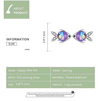 Qings Cute Animal Stud Earrings for Kids - Sterling Silver 925 Dragonfly Earrings Fish Studs for Teen Girls Women Dainty Cubic Zirconia Earrings Gifts