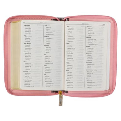 KJV Holy Bible, Compact Faux Leather Red Letter Edition - Ribbon Marker, King James Version, Pink/Burgundy, Zipper Closure (KJV Compact Editions)